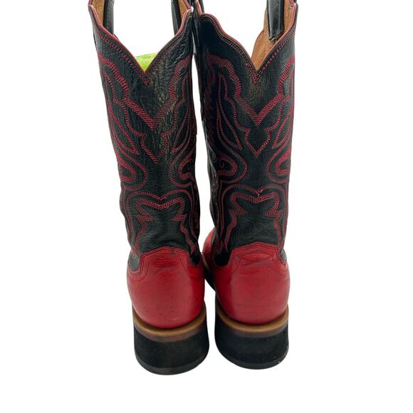 Lucchese 2000 8 Full Quill Ostrich Red Black Women’s Western Cowgirl Boots - Picture 6 of 9